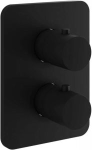 Hotbath Gal afbouwdeel voor inbouw douchethermostaat met 2-weg stop-omstel 18 x 13 cm mat zwart