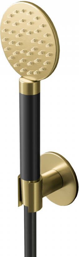 Hotbath Cobber M444 ronde handdouche met wandsteun en doucheslang 150cm messing geborsteld PVD M444BBP