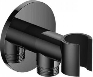 Hotbath Cobber wanduitlaat met handdouchehouder 7 x 7 x 6 cm zwart chroom