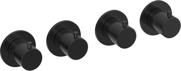 Hotbath COBBER Afbouwdeel Inbouw douche thermostaat met 3 stopkranen horizontaal en verticaal te monteren Geborsteld zwart PVD CB7070EXTMBP