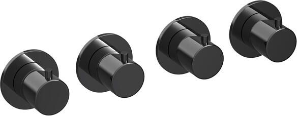 Hotbath COBBER Afbouwdeel Inbouw douche thermostaat met 3 stopkranen horizontaal en verticaal te monteren Gepolijst zwart PVD CB7070EXTPBP