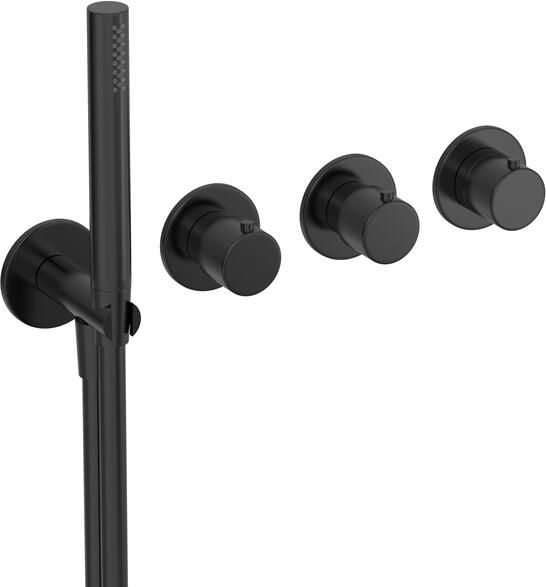 Hotbath COBBER Afbouw bad douche thermostaat met 2 stopkranen zonder uitloop Geborsteld zwart PVD CB7071EXTMBP