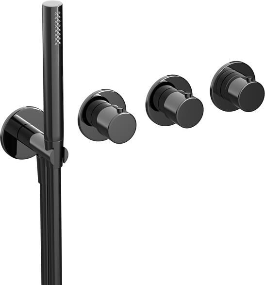 Hotbath COBBER Afbouw bad douche thermostaat met 2 stopkranen zonder uitloop Gepolijst zwart PVD CB7071EXTPBP