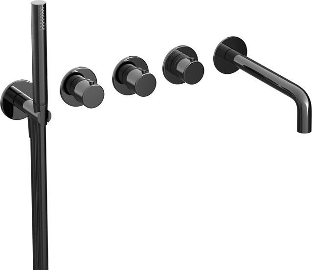 Hotbath Badthermostaat Cobber Inbouw Met Uitloop 2 Stopkranen Gepolijst Zwart PVD (excl. inbouwdeel)