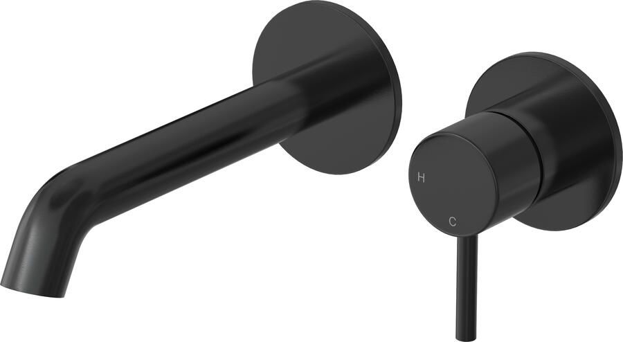 Hotbath Buddy B105EXT18 afbouwdeel inbouw wastafelkraan met 18cm uitloop geborsteld zwart PVD