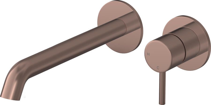 Hotbath Buddy B105EXT22 afbouwdeel inbouw wastafelkraan met 22cm uitloop geborsteld koper PVD