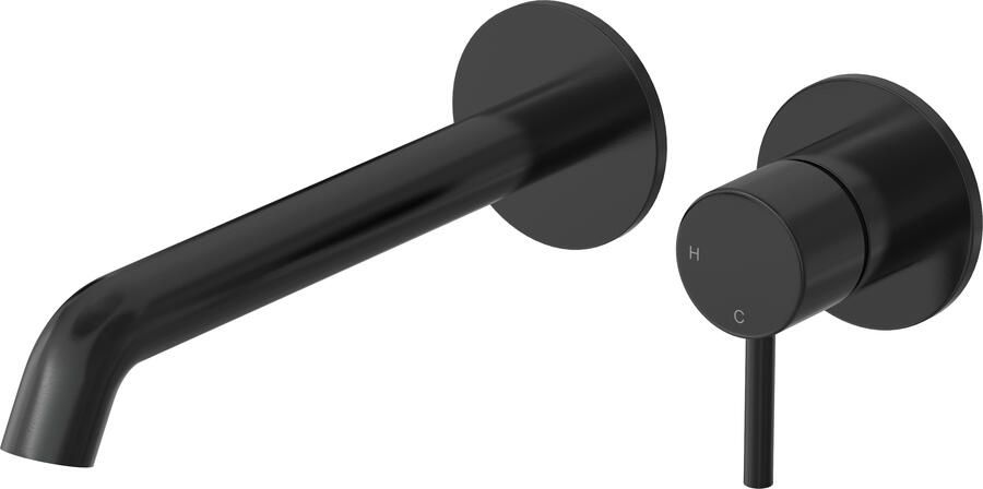 Hotbath Buddy B105EXT22 afbouwdeel inbouw wastafelkraan met 22cm uitloop geborsteld zwart PVD