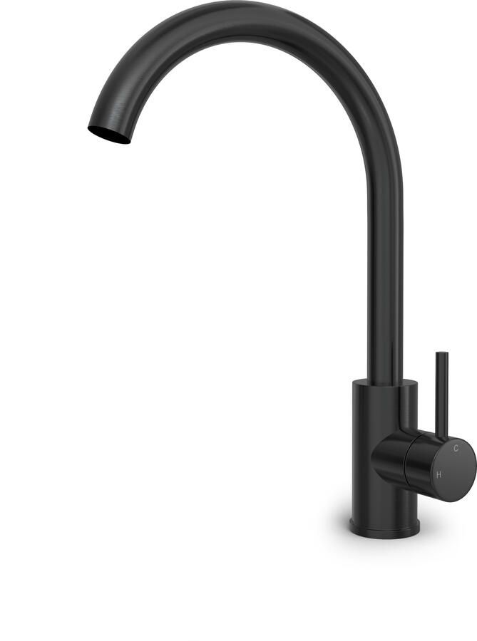 Hotbath BUDDY Wastafelkraan met draaibare uitloop Geborsteld Zwart PVD (B104MBP)