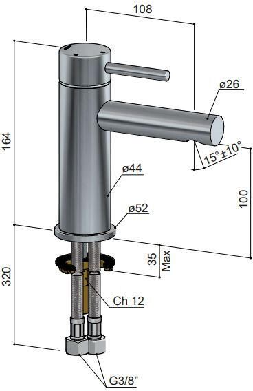 Hotbath BUDDY Wastafelmengkraan laag model Geborsteld Koper PVD (B103BCP)
