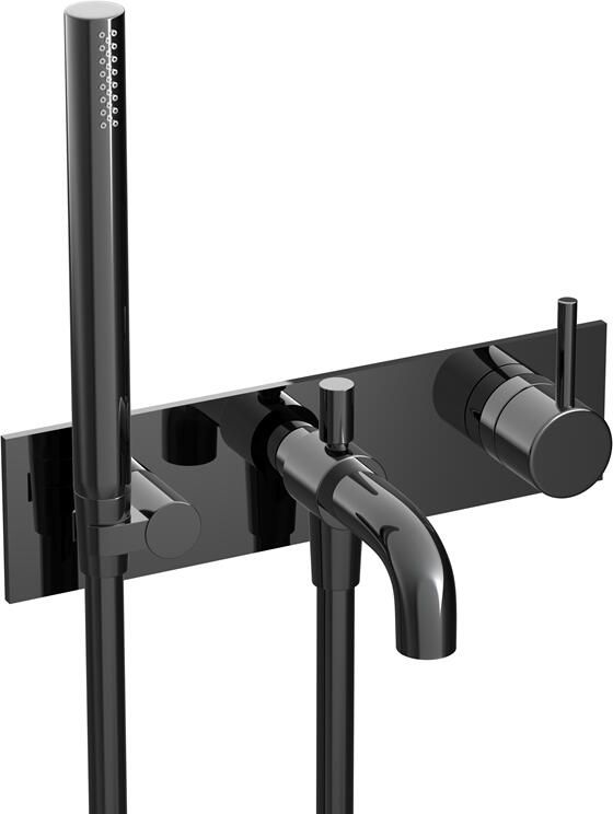 Hotbath COBBER Afbouwdeel Inbouw douche badmengkraan Gepolijst Zwart PVD (CB126EXTPBP)