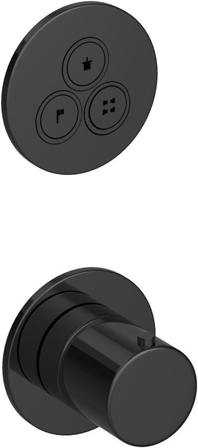 Hotbath COBBER Afbouwdeel Inbouw Thermostaat met 3 push Buttons Gepolijst Zwart PVD (PB7039EXTMBP)