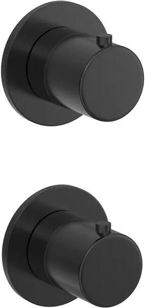 Hotbath COBBER Afbouwdeel Inbouwthermostaat met 2 push Buttons Gepolijst Zwart PVD (PB7009EXTMBP)