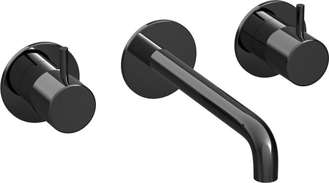 Hotbath COBBER Afbouwdeel tbv Inbouw wastafelkraan 18cm uitloop PBP Gepolijst Zwart PVD (CB105TEXT18PBP)