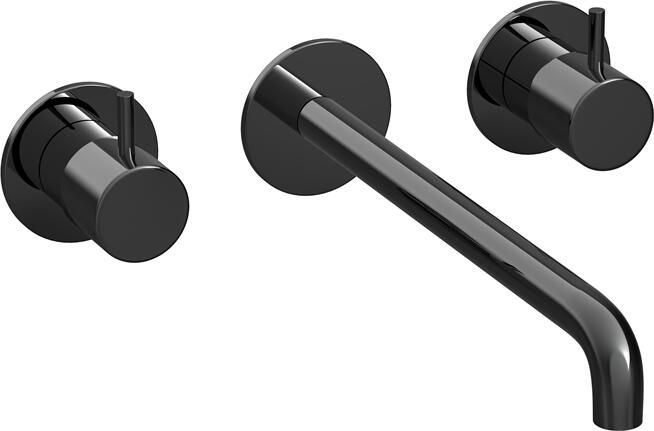 Hotbath COBBER Afbouwdeel tbv Inbouw wastafelkraan 25cm uitloop PBP Gepolijst Zwart PVD (CB105TEXT25PBP)