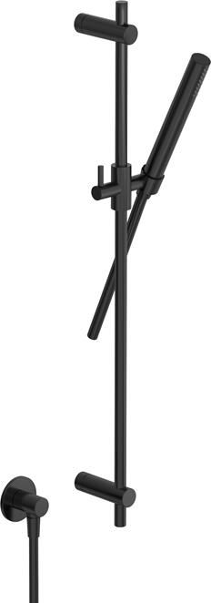 Hotbath COBBER Glijstang 90 cm met wandaansluitbocht doucheslang 1 5 mtr en handdouche Geborsteld Zwart PVD (M307MBP)