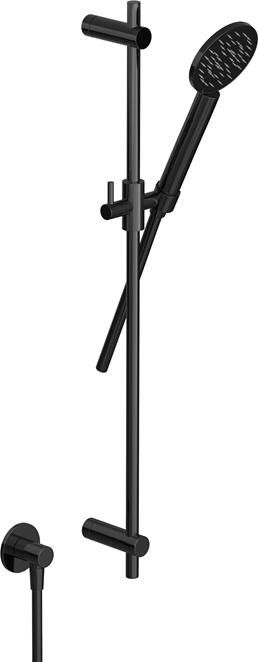 Hotbath COBBER Glijstang 90 cm met wandaansluitbocht doucheslang 1 5 mtr en handdouche Gepolijst Zwart PVD (M308PBP)