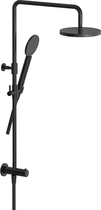 Hotbath COBBER Stortdoucheset hoofddouche 20 cm en doucheslang 1 5 mtr met handdouche Geborsteld Zwart PVD (M438MBP1)