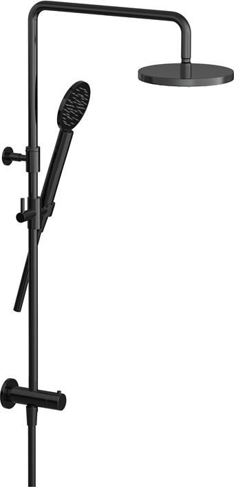 Hotbath COBBER Stortdoucheset hoofddouche 20 cm en doucheslang 1 5 mtr met handdouche Gepolijst Zwart PVD (M438PBP1)