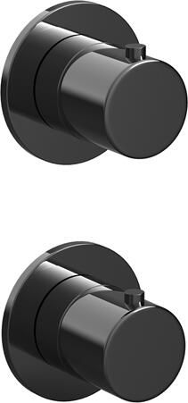 Hotbath COBBER Afbouwdeel Inbouw thermostaat met 2-weg stop-omstel horizontaal en verticaal te monteren Gepolijst zwart PVD CB7009EXTPBP