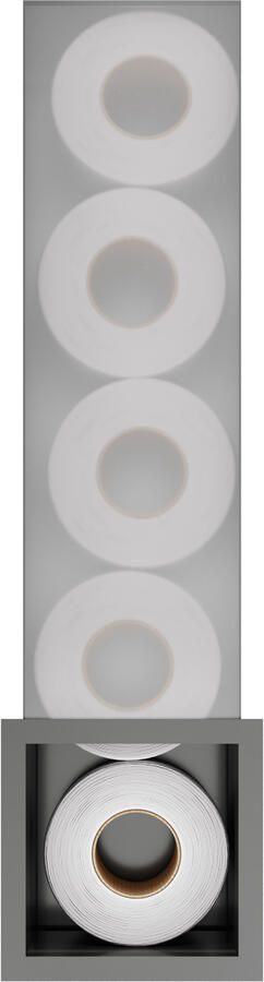 Hotbath &MORE Inbouw Reserverol Houder 16x60x14cm voor 6 rollen Geborsteld gunmetal PVD ST016BGP