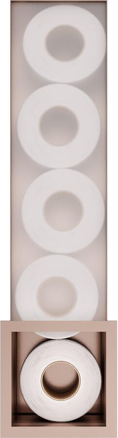 Hotbath &MORE Inbouw Reserverol Houder 16x60x14cm voor 6 rollen Geborsteld koper PVD ST016BCP