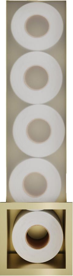 Hotbath &MORE Inbouw Reserverol Houder 16x60x14cm voor 6 rollen Geborsteld messing PVD ST016BBP