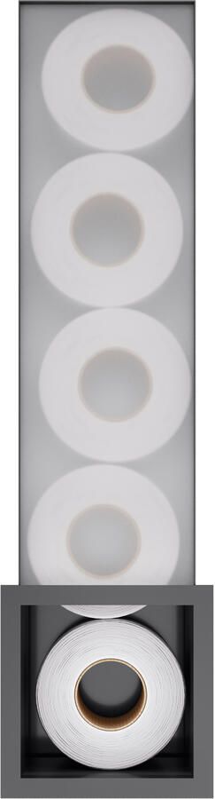 Hotbath &MORE Inbouw Reserverol Houder 16x60x14cm voor 6 rollen Geborsteld zwart PVD ST016MBP