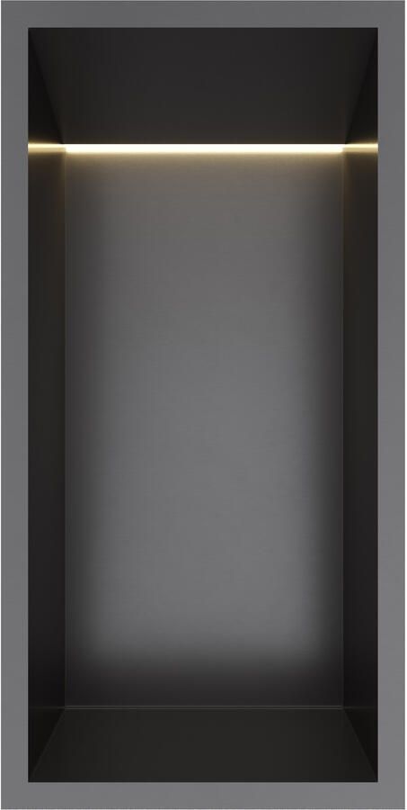 Hotbath &More inbouwnis met verlichting 30x15x10cm geborsteld gunmetal PVD - Foto 2