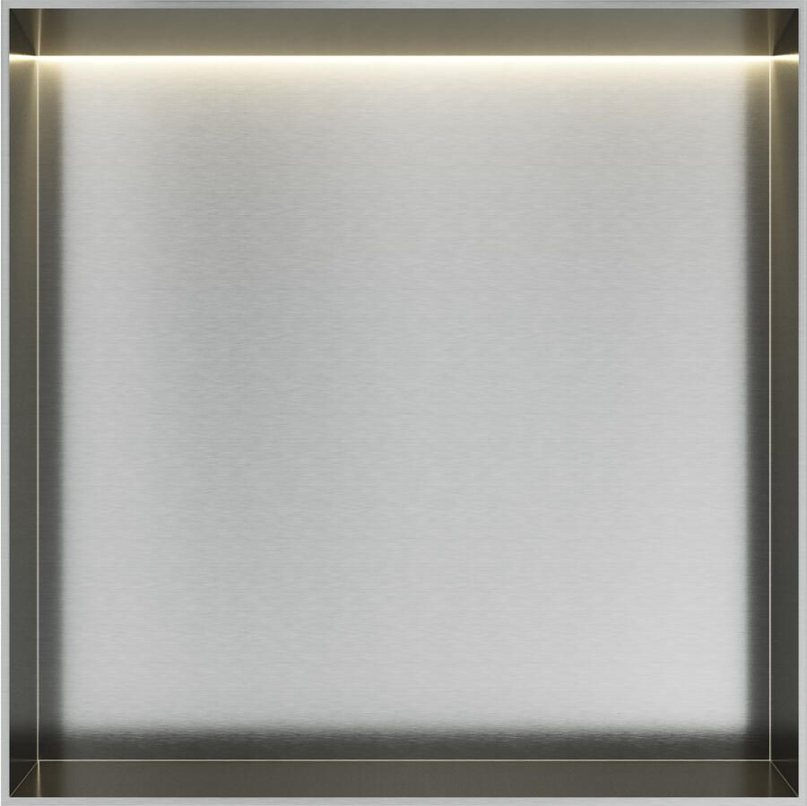 Hotbath &More frameless inbouwnis met verlichting 30x30x10cm geborsteld gunmetal PVD - Foto 3