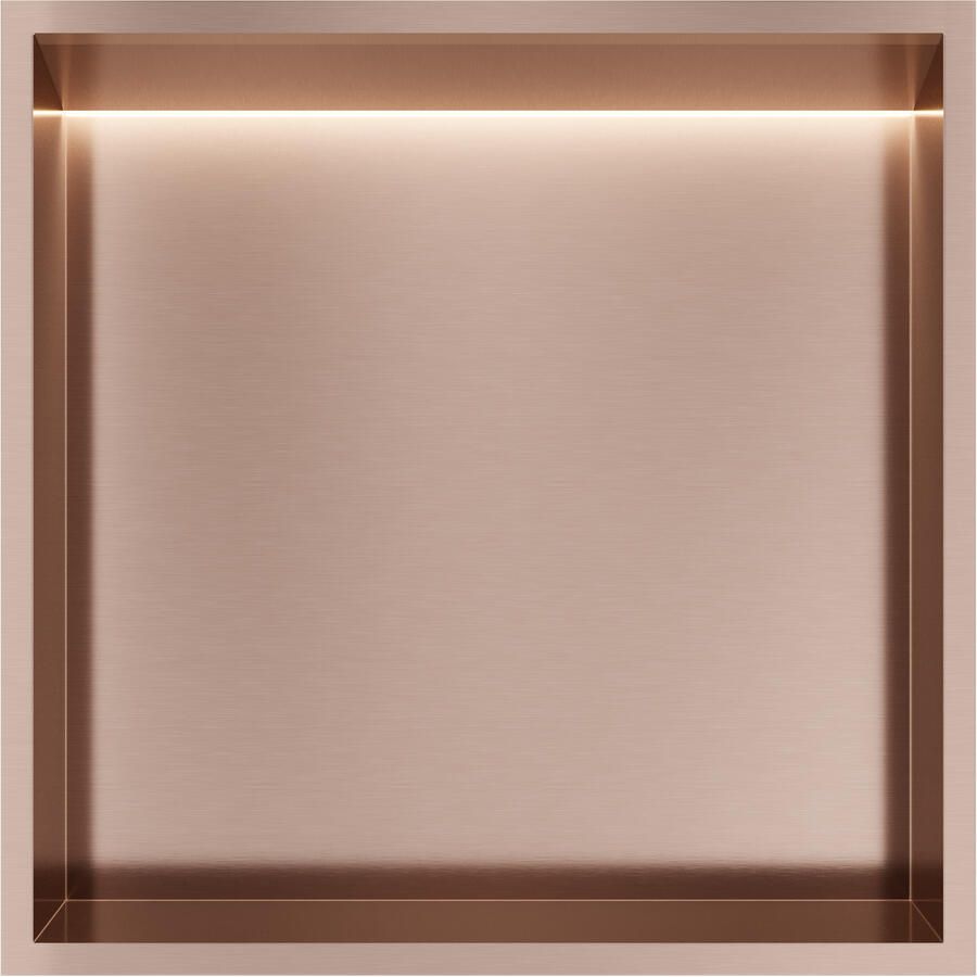Hotbath &More inbouwnis met verlichting 30x30x10cm geborsteld gunmetal PVD