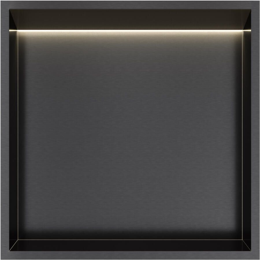 Hotbath &More inbouwnis met verlichting 30x30x10cm geborsteld gunmetal PVD - Foto 2