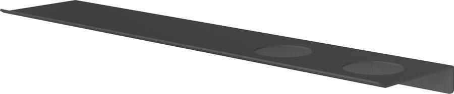 Hotbath &MORE Planchet 60cm inclusief bevestigings rails 2 uitsparingen voor zeepdispenser of beker Geborsteld zwart PVD SH060H2MBP