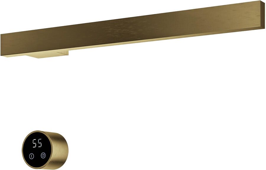 Hotbath &MORE set van 1 rails RAS50 SQUARE 50 cm met separate schakelaar en inbouw element Geborsteld Messing PVD (RAS50-1BBP)
