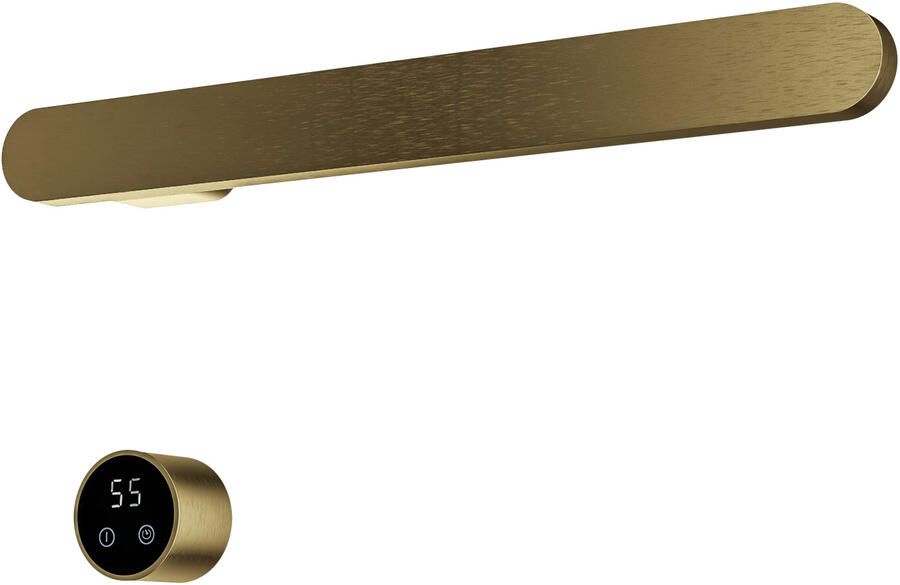 Hotbath &MORE set van 1 rails RASS50 SOFT SQUARE 50 cm met separate schakelaar en inbouw element Geborsteld Messing PVD (RASS50-1BBP)