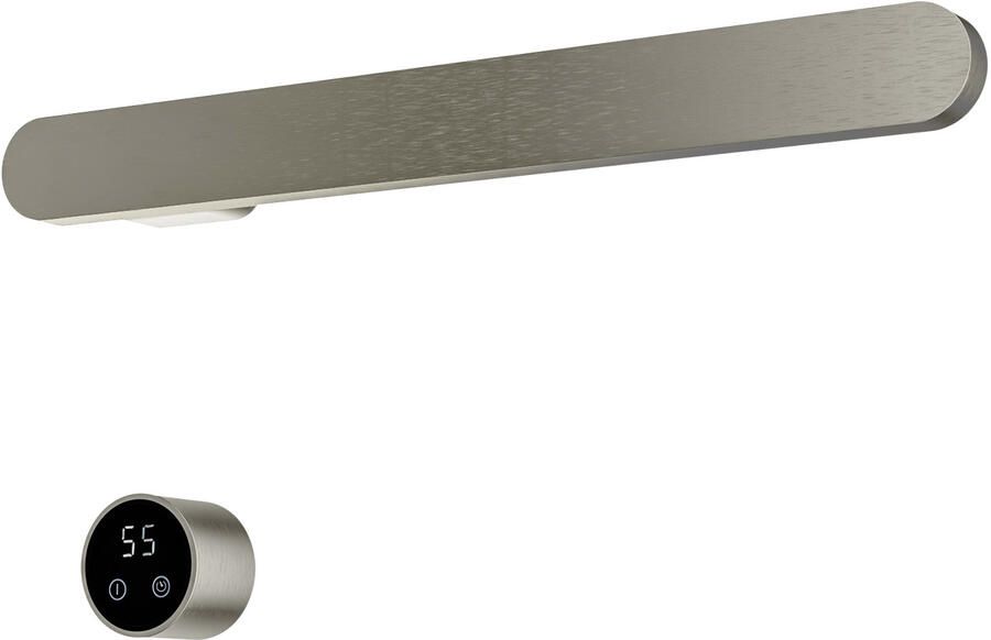 Hotbath &MORE set van 1 rails RASS50 SOFT SQUARE 50 cm met separate schakelaar en inbouw element Geborsteld Nikkel (RASS50-1GN)