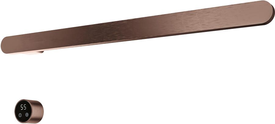 Hotbath &MORE set van 1 rails RASS80 SOFT SQUARE 80 cm met separate schakelaar en inbouw element Geborsteld Koper PVD (RASS80-1BCP)