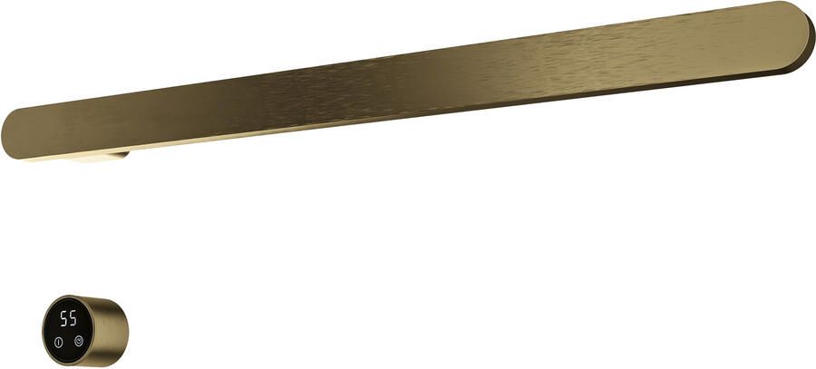 Hotbath &MORE set van 1 rails RASS80 SOFT SQUARE 80 cm met separate schakelaar en inbouw element Geborsteld Messing PVD (RASS80-1BBP)