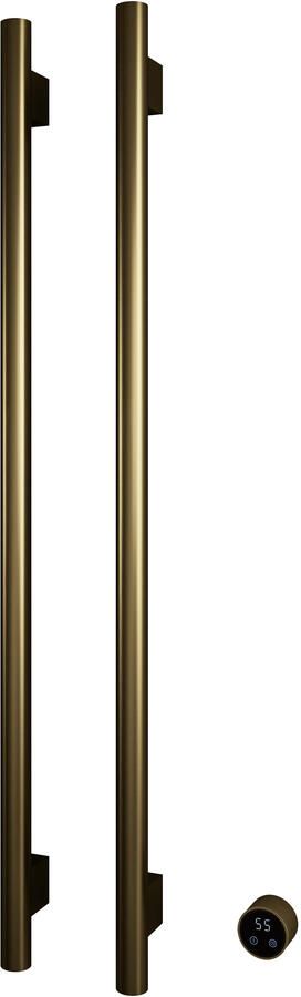 Hotbath &MORE set van 2 rails RARV135 ROUND135 cm met separate schakelaar en inbouw element Geborsteld Messing PVD (RARV135-2BBP)