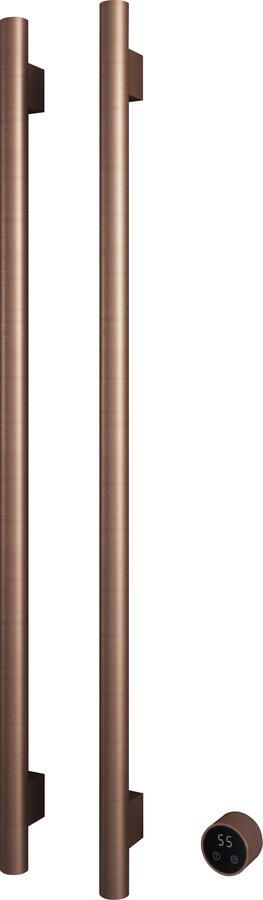 Hotbath &MORE set van 2 rails RARV135 ROUND135 cm met separate schakelaar en inbouw element Geborsteld Koper PVD (RARV135-2BCP)
