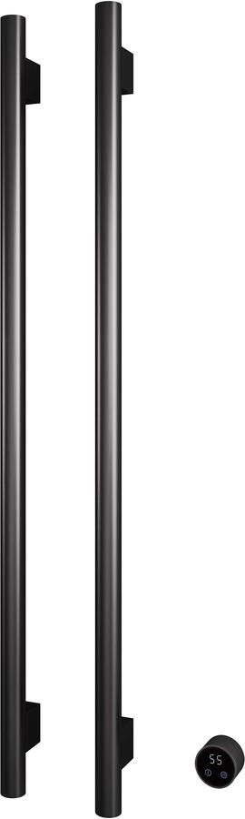 Hotbath &MORE set van 2 rails RARV135 ROUND135 cm met separate schakelaar en inbouw element Geborsteld Gunmetal PVD (RARV135-2BGP)