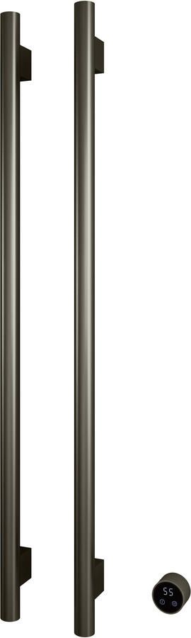 Hotbath &MORE set van 2 rails RARV135 ROUND135 cm met separate schakelaar en inbouw element Geborsteld Nikkel (RARV135-2GN)