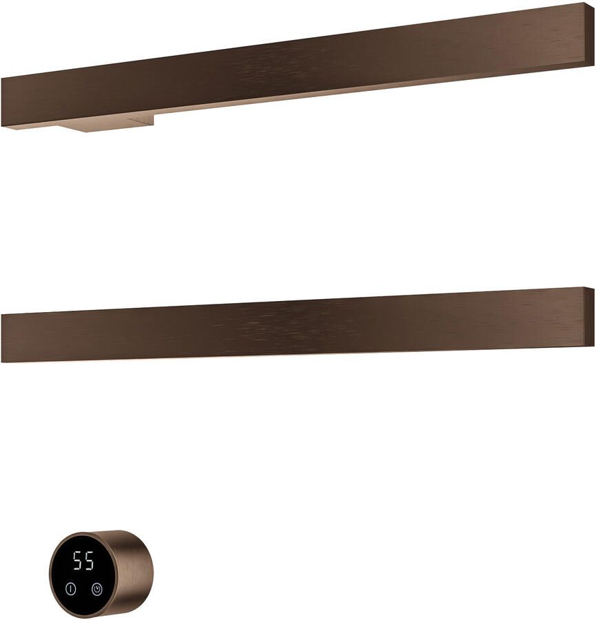 Hotbath &MORE set van 2 rails RAS50 SQUARE 50 cm met separate schakelaar en inbouw element Tuscan Bronze (RAS50-2TB)