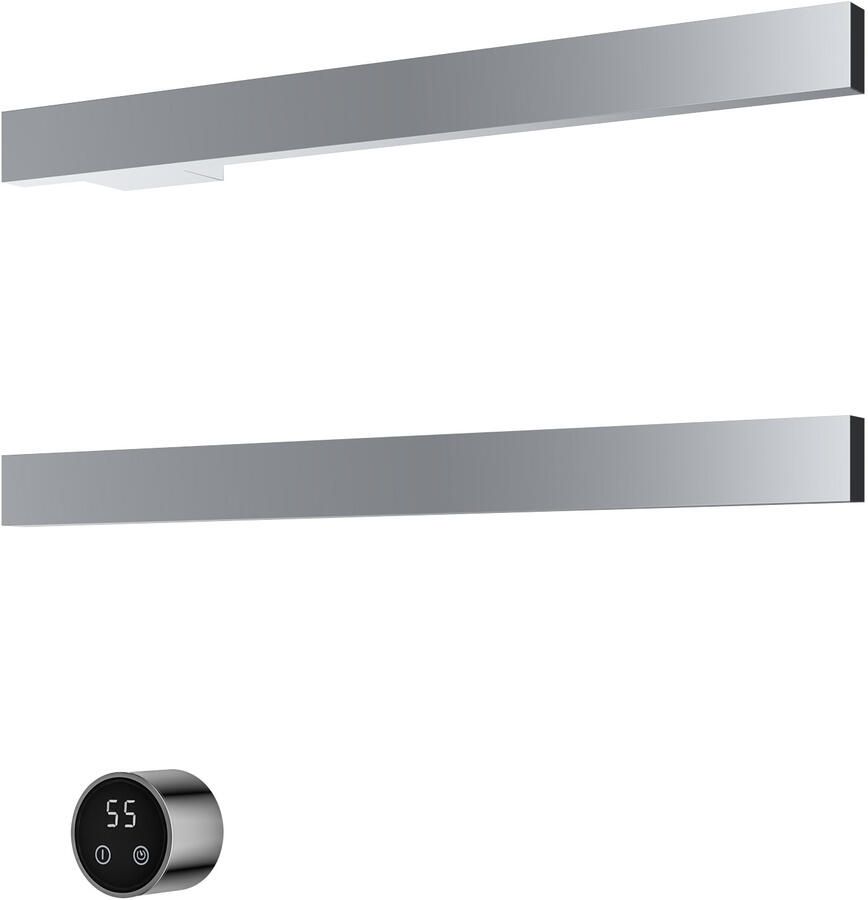 Hotbath &MORE set van 2 rails RAS50 SQUARE 50 cm met separate schakelaar en inbouw element Chroom (RAS50-2CR)