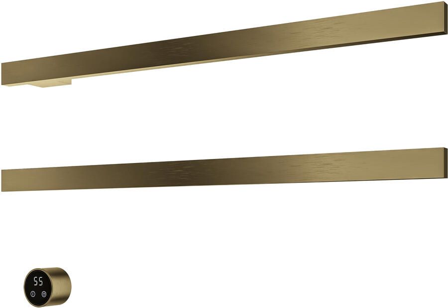 Hotbath &MORE set van 2 rails RAS80 SQUARE 80 cm met separate schakelaar en inbouw element Geborsteld Messing PVD (RAS80-2BBP)