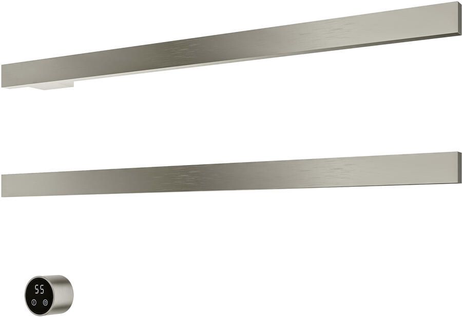 Hotbath &MORE set van 2 rails RAS80 SQUARE 80 cm met separate schakelaar en inbouw element Geborsteld Nikkel (RAS80-2GN)