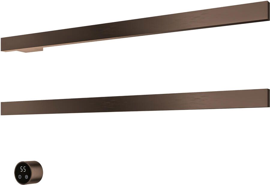 Hotbath &MORE set van 2 rails RAS80 SQUARE 80 cm met separate schakelaar en inbouw element Tuscan Bronze (RAS80-2TB)