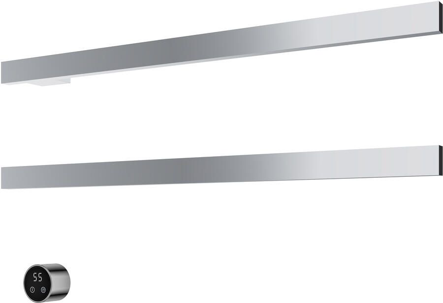 Hotbath &MORE set van 2 rails RAS80 SQUARE 80 cm met separate schakelaar en inbouw element Chroom (RAS80-2CR)