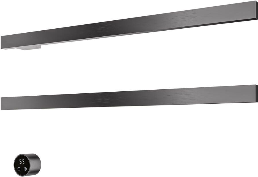 Hotbath &MORE set van 2 rails RAS80 SQUARE 80 cm met separate schakelaar en inbouw element Geborsteld Gunmetal PVD (RAS80-2BGP)