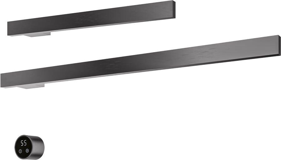 Hotbath &MORE set van 2 rails RAS80 SQUARE 80 en RAS50 SQUARE 50 cm met separate schakelaar en inbouw element Geborsteld Gunmetal PVD (RAS50+RAS80BGP)