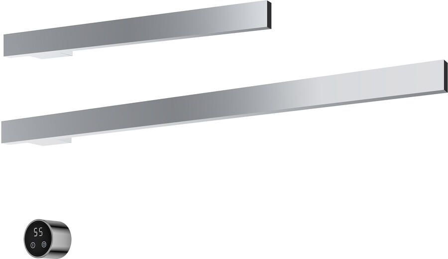 Hotbath &MORE set van 2 rails RAS80 SQUARE 80 en RAS50 SQUARE 50 cm met separate schakelaar en inbouw element Chroom (RAS50+RAS80CR)